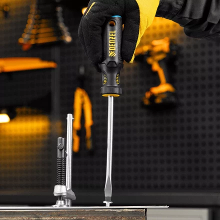 Отвертка Denzel, SL8x150 мм, S2, 3к рукоятка, 122007 купить в Нижневартовске