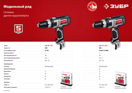 Дрель-шуруповерт сетевая ДШ-М1-400-2 серия МАСТЕР купить в Нижневартовске