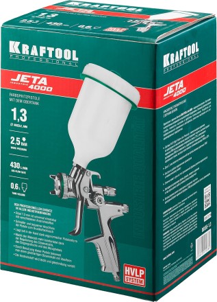 Краскопульт пневматический KRAFTOOL &quot;PRO&quot; Jeta 4000, HVLP, c верхним бачком, 1,3мм 06555-1.3 купить в Нижневартовске