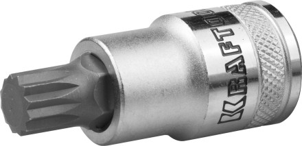 Торцовая бита-головка KRAFTOOL &quot;INDUSTRIE QUALITAT&quot;, материал S2, SPLINE, сатинированная, 1/2&quot;, M14 27911-14_z01 купить в Нижневартовске