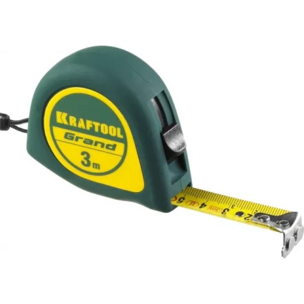 Рулетка KRAFTOOL GRAND, обрезиненный пластиковый корпус, 3м/16мм 34022-03-16 купить в Нижневартовске