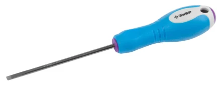 Отвертка ЗУБР, Cr-V сталь, трехкомпонентная рукоятка, цветовая индикация типа шлица, SL, 4,0x100мм 25251-4.0-100 купить в Нижневартовске