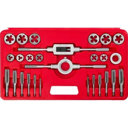 Набор ЗУБР "МАСТЕР" с металлорежущим инстр., метчики однопроходные и плашки М5-М16, оснастка - в пластик. боксе, 27пред. 28123-H27 купить в Нижневартовске