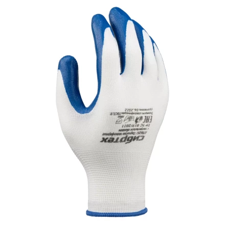 Перчатки полиэфирные с синим нитрильным покрытием, размер 9, 13 класс вязки// Сибртех 678625 купить в Нижневартовске