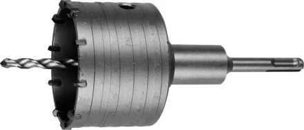 Коронка ЗУБР буровая, коническая посадка центрирующего сверла, SDS-Plus хвостовик, в сборе, 83мм 2918-83_z01 купить в Нижневартовске