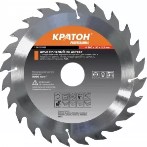 Диск пильный по дереву Кратон 200 х 32 х 2,2 мм 24T 1 06 02 030 купить в Нижневартовске