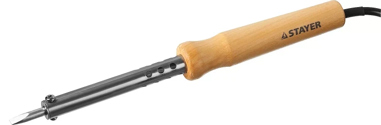 Паяльник с деревянной рукояткой и долговечным жалом, STAYER "MASTER" MAXTerm, 55310-60, 60 Вт, клин 55310-60 купить в Нижневартовске