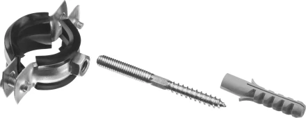 ЗУБР "МАСТЕР". Хомут трубный с гайкой, оцинкованный, в комплекте с сантехнической шпилькой и дюбелем, 3/4", 1шт 37866-26-30 купить в Нижневартовске