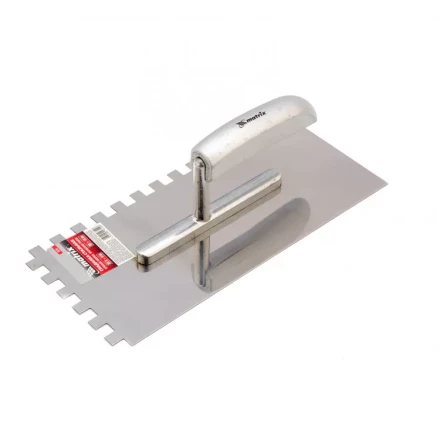 Гладилка из нержавеющей стали 280 x 130 мм деревянная ручка зуб 10 x 10 мм Matrix 86741 купить в Нижневартовске