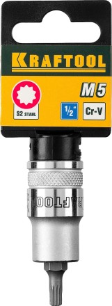 Торцовая бита-головка KRAFTOOL &quot;INDUSTRIE QUALITAT&quot;, материал S2, SPLINE, сатинированная, 1/2&quot;, M5 27911-05_z01 купить в Нижневартовске