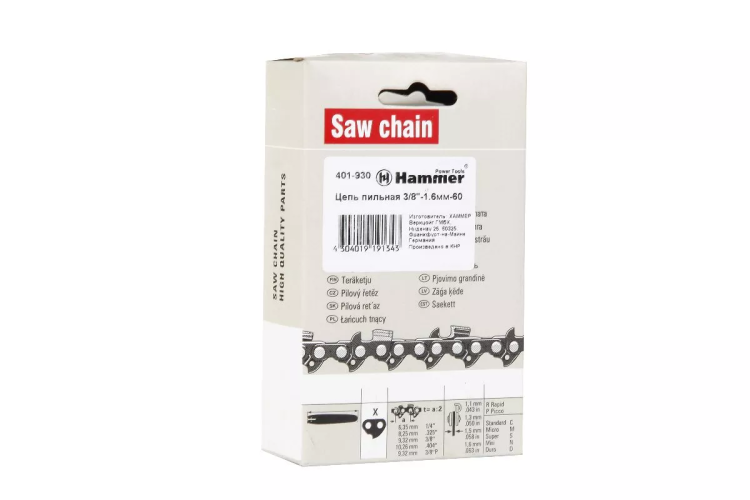 Цепь пильная HAMMER 3/8''-1,6мм-60 купить в Нижневартовске