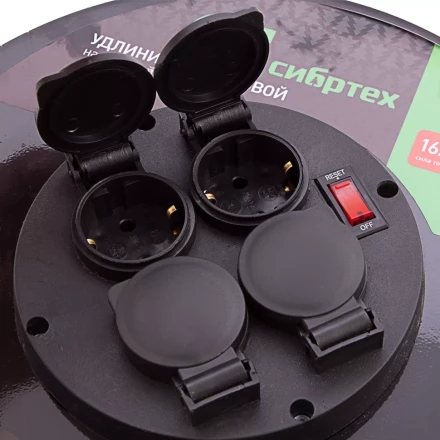 Удлинитель силовой 30 м, 16А, тип УХз16, КГ 3 x 1.5 мм, на стальной катушке, 4 розетки Сибртех 95876 купить в Нижневартовске