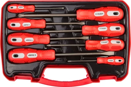 Набор отверток ЗУБР "МАСТЕР", хром-ванадиевая сталь, эргономичная двухкомпонентная рукоятка, 8шт 25235-H8 купить в Нижневартовске