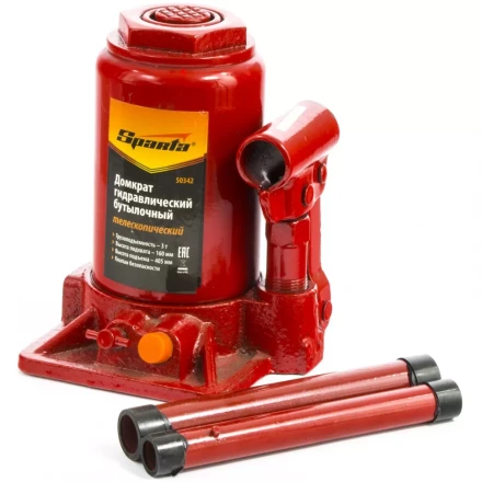 Домкрат гидравлический бутылочный телескопический 3 т h подъема 160–405мм SPARTA 50342 купить в Нижневартовске