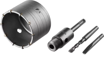 Коронка ЗУБР буровая, коническая посадка центрирующего сверла, SDS-Plus хвостовик, в сборе, 80мм 2918-80_z01 купить в Нижневартовске