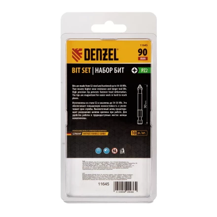 Бита PZ2х90, сталь S2, цилиндр., 10 шт. Е 6,3 Denzel 11645 купить в Нижневартовске