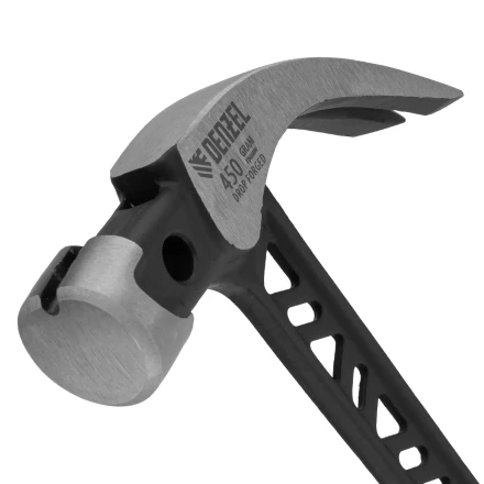 Молоток-гвоздодёр Denzel 10466, 450 г, цельнокованый,боек с магнитом, двухкомп. обрезин. рук-ка купить в Нижневартовске