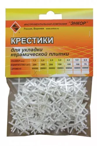 Крестики для кафеля 1,5 мм 200 штук блистер Энкор 69890 купить в Нижневартовске