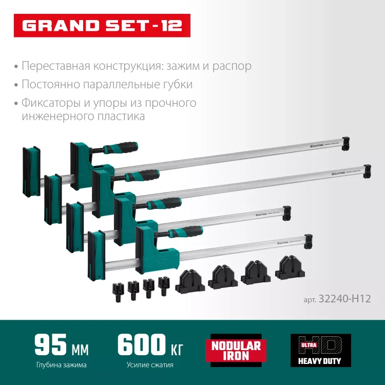 Набор корпусных струбцин KRAFTOOL GRAND 32240-H12 купить в Нижневартовске