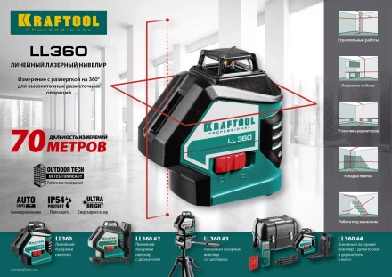 Нивелиры лазерные LL-360, 360 град, 20/70м, IP54 34645-2 купить в Нижневартовске