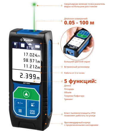 Дальномер лазерный ДЛ-100 100м серия ПРОФЕССИОНАЛ купить в Нижневартовске