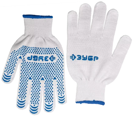 ЗУБР ТОЧКА+, S-M, х/б перчатки с покрытием из ПВХ-геля, противоскользящие, точки увеличенного размера, 13 класс, Профессионал (11451-S) купить в Нижневартовске