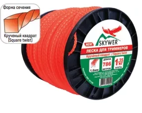 Леска для триммера (квадрат крученый) катушка 3,3ММХ184М купить в Нижневартовске