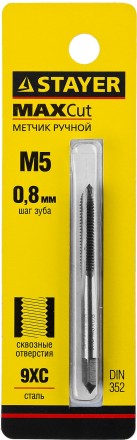 Метчик STAYER &quot;MASTER&quot; одинарный, для сквозных отверстий, сталь 9ХС, М5х0,8 28020-05-0.8 купить в Нижневартовске