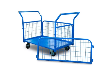 Тележка платформенная TOR ТП-3С (700х1200) с бортами из сетки и двумя ручками (колеса 160 мм) 1012415 купить в Нижневартовске