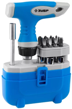 Набор ЗУБР "ЭКСПЕРТ" Отвертка реверсивная с пистолетной двухкомпонетной рукояткой; Cr-V биты, 20 предметов 25413-H20 купить в Нижневартовске