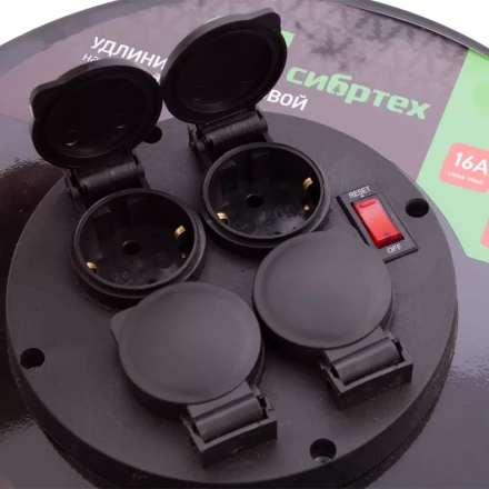 Удлинитель силовой 50 м, 16А, тип УХз16, КГ 3 x 1.5 мм, на стальной катушке, 4 розетки Сибртех 95877 купить в Нижневартовске