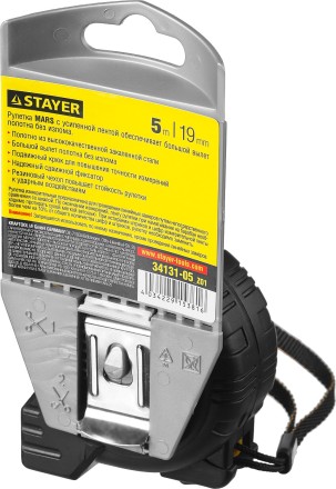 Рулетка STAYER &quot;PROFI&quot; &quot;MARS&quot;, обрезиненный корпус, 5мх19мм 34131-05 купить в Нижневартовске