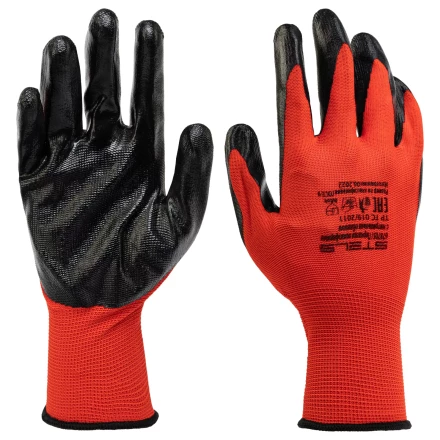 Перчатки полиэфирные с чёрным нитрильным покрытием, размер 9, 13 класс вязки// Stels 678705 купить в Нижневартовске