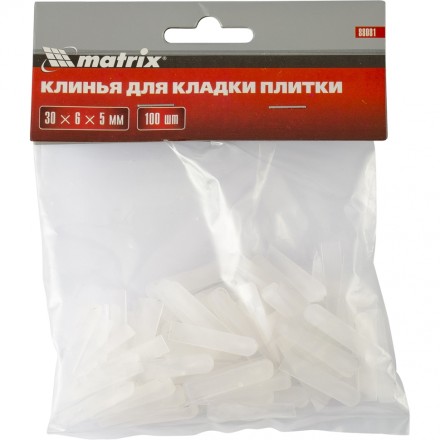Клинья для кладки плитки 30 х 6 х 5 мм упаковка 100 штук Matrix 88081 купить в Нижневартовске