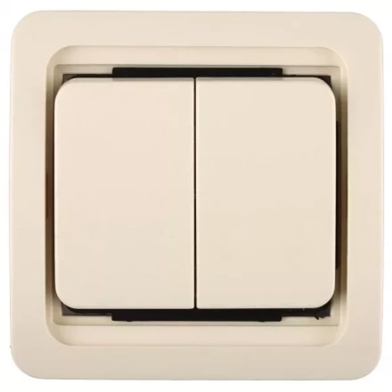 Выключатель СВЕТОЗАР "ГАММА" двухклавишный, без подсветки, цвет бежевый, 10А/~250В SV-54134-B купить в Нижневартовске