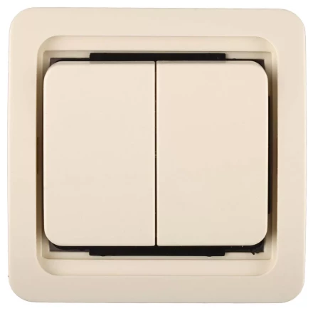 Выключатель СВЕТОЗАР "ГАММА" двухклавишный, без подсветки, цвет бежевый, 10А/~250В SV-54134-B купить в Нижневартовске