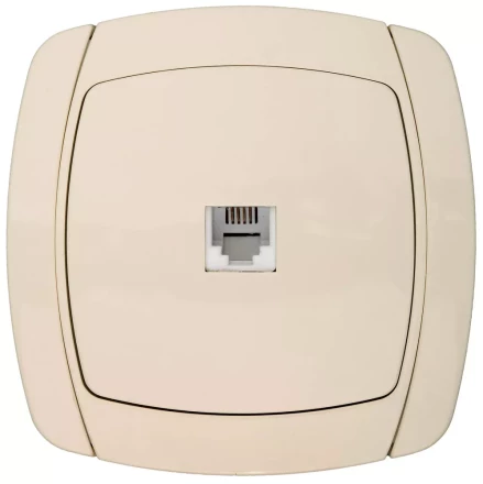 Розетка СВЕТОЗАР "CITY LIGHT" телефонная одинарная в сборе, цвет бежевый SV-54217-B купить в Нижневартовске