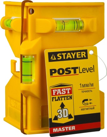 Уровень-угольник STAYER &quot;MASTER&quot; &quot;POSTLevel&quot; пластмассовый с магнитом, 3 ампулы 3456_z01 купить в Нижневартовске