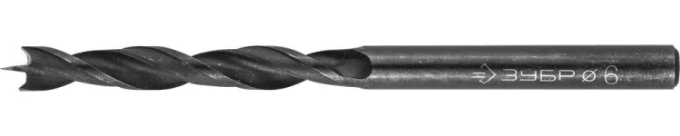 ЗУБР. Сверло спиральное по дереву с М-образной заточкой, сталь 65Г, 6х90мм 29421-090-06 купить в Нижневартовске
