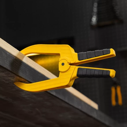 Струбцина клещеобразная Denzel, удлиненная 75 х 110 мм двухкомпонентные рукоятки, 20790 купить в Нижневартовске