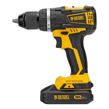 Дрель-шуруповерт аккумуляторная ударная бесщет Denzel CIDB-IB-18-02 26130, Li-Ion, 18 В, 2 акк. купить в Нижневартовске