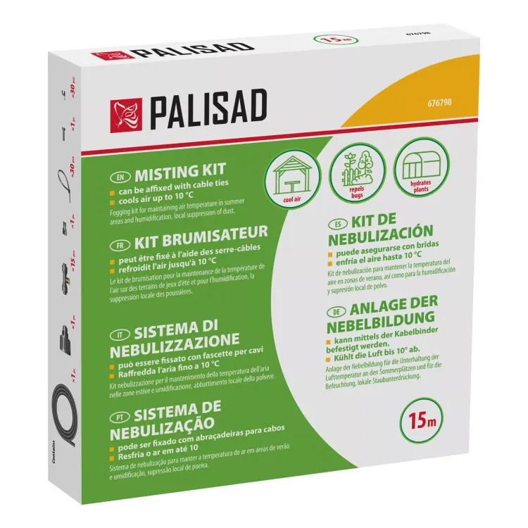 Система туманообразования Palisad 676798, полиэтиленовый шланг, длина 15 м, форсунки 15 шт купить в Нижневартовске
