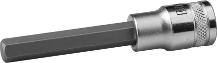 Торцовая бита-головка KRAFTOOL "INDUSTRIE QUALITAT", удлиненная, материал S2, HEX, сатинированная, 1/2", H10 27909-10_z01 купить в Нижневартовске