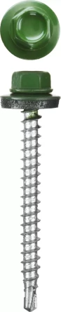 Саморезы СКМ кровельные, RAL 6002 зеленый лист, 25 x 5.5 мм, 420 шт, для металлических конструкций, STAYER 30305-55-025-6002 купить в Нижневартовске