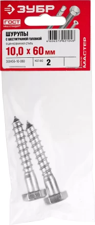 Шурупы ЗУБР "МАСТЕР" с шестигранной головкой, оцинкованные, 10x60мм, 2шт 300456-10-060 купить в Нижневартовске