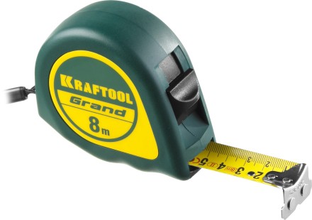Рулетка KRAFTOOL GRAND, обрезиненный пластиковый корпус, 8м/25мм 34022-08-25 купить в Нижневартовске