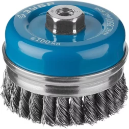 ЗУБР &quot;ПРОФЕССИОНАЛ&quot;. Щетка чашечная усиленная для УШМ, плетеные пучки стальной проволоки 0,5мм, 100ммхМ14 3527-100_z02