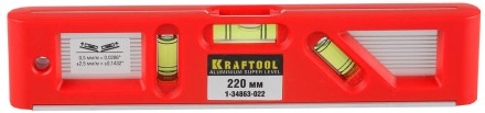 Уровень KRAFTOOL &quot;PRO&quot; &quot;DIRECTOR LEVEL&quot; с магнитом, 3 ампулы, 220мм 1-34863-022 купить в Нижневартовске