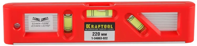 Уровень KRAFTOOL "PRO" "DIRECTOR LEVEL" с магнитом, 3 ампулы, 220мм 1-34863-022 купить в Нижневартовске