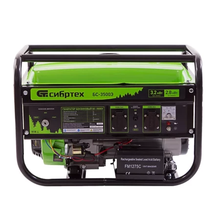 Генератор бензиновый БС-3500Э, 3.2 кВт, 230В, 4-х тактный, 15 л, электростартер Сибртех 94538 купить в Нижневартовске
